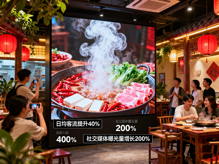 一塊 LED 屏帶火一家火鍋店：成都餐飲行業(yè)的 “數(shù)字視覺營銷” 新玩法|成都LED顯示屏